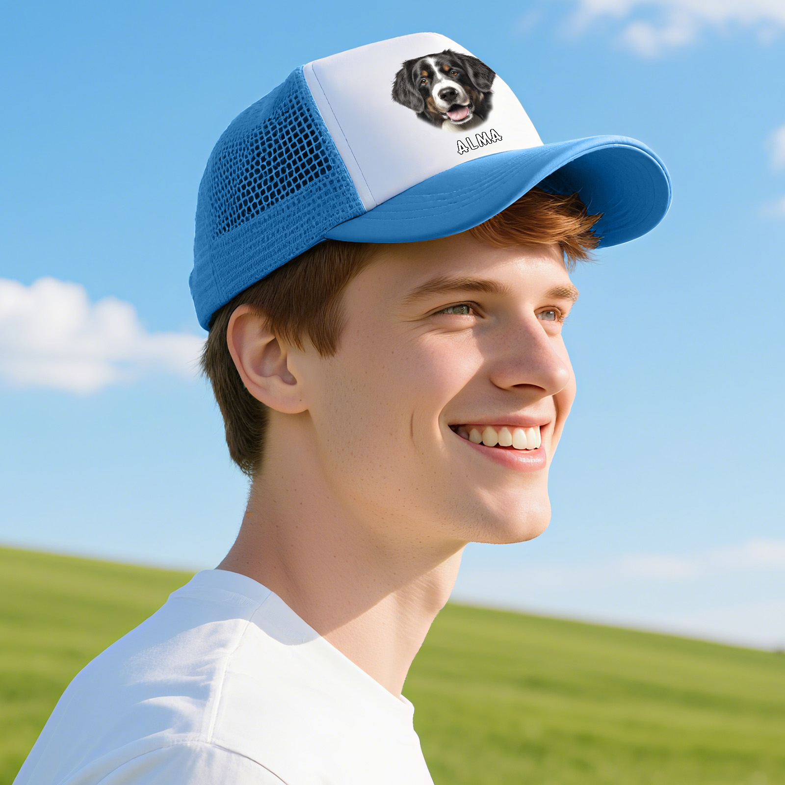 Personalisierte Mesh-Trucker-Cap mit Foto & Namen – Geschenk für Hundebesitzer und Tierliebhaber