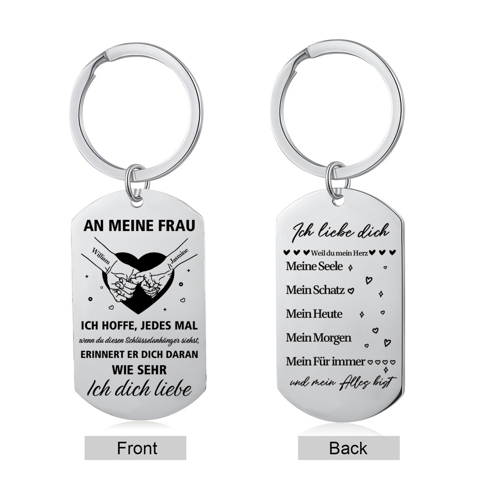 Personalisierte Schlüsselanhänger aus Metall für Frauen und Paare – ein Geschenk für Ihre Liebsten zu Weihnachten und Valentinstag