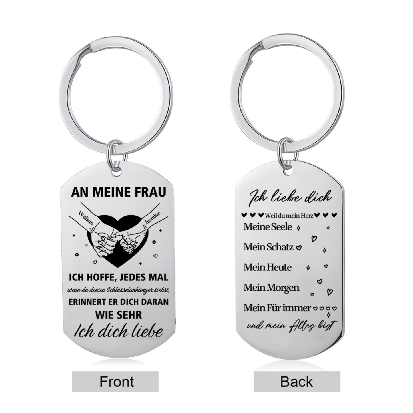 Personalisierte Schlüsselanhänger aus Metall für Frauen und Paare – ein Geschenk für Ihre Liebsten zu Weihnachten und Valentinstag