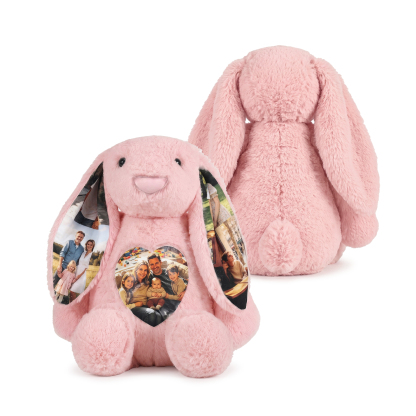 Personalisierter Foto-Plüschhase mit 5 Fotos und Herzmotiv Geschenk für Tochter oder Freundin