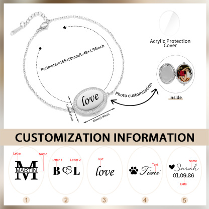 Personalisierbares Foto-Medaillon-Armband für Damen