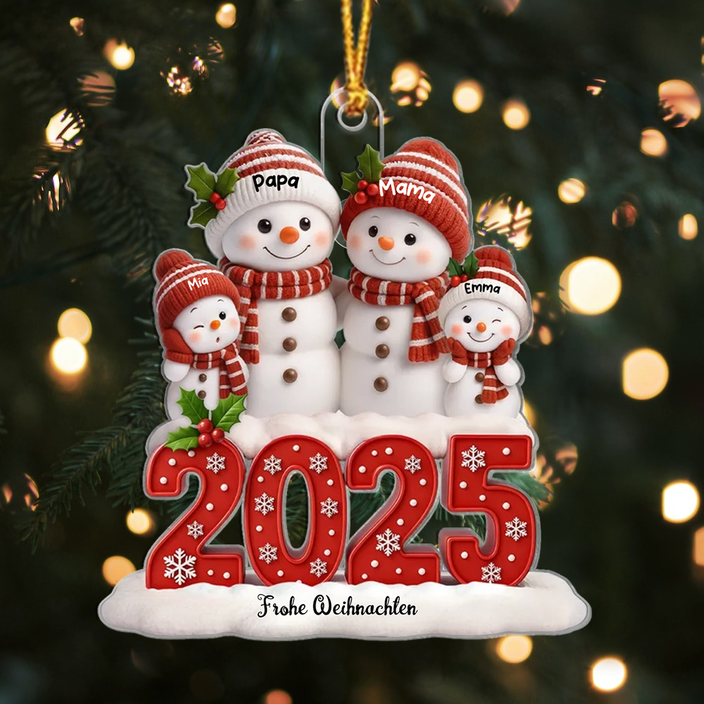 Personalisierte Schneemann-Familie oder Paar 2025 Weihnachtsanhänge mit Name