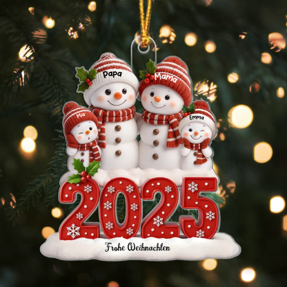 Personalisierte Schneemann-Familie oder Paar 2025 Weihnachtsanhänge mit Name