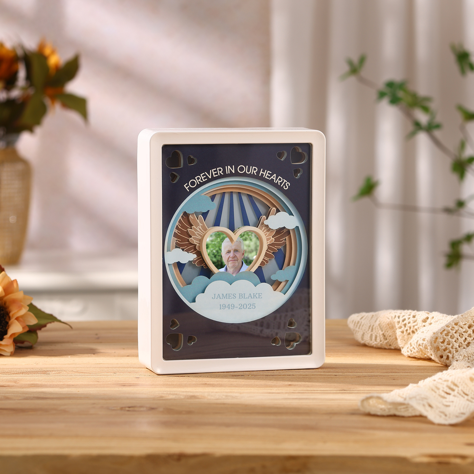 Personalisierter LED Gedenkrahmen mit Foto – Erinnerung & Geschenk für Opa, Vater|kettenmachen