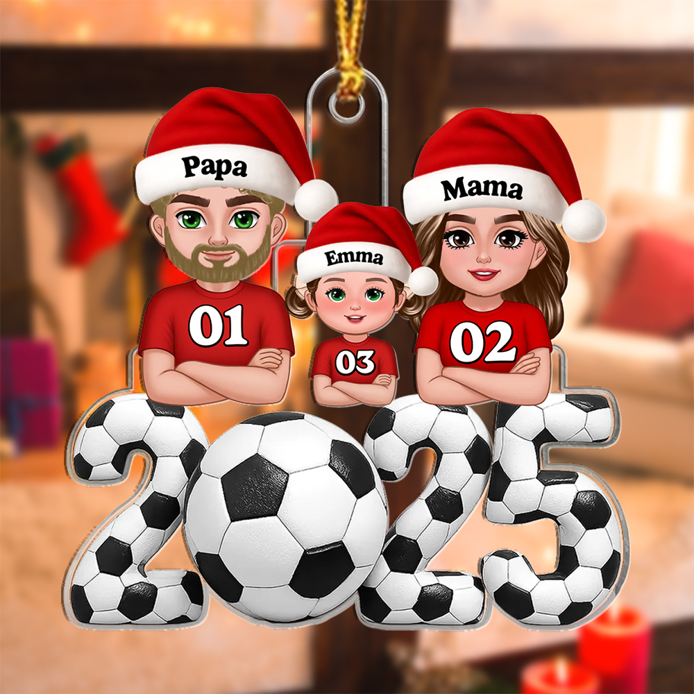 Personalised Family Football Christmas Ornament 2025