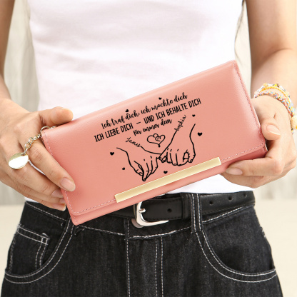 Personalisierte Damenbrieftasche mit Liebesbotschaft, Kleiner-Finger-Versprechen-Geldbörse