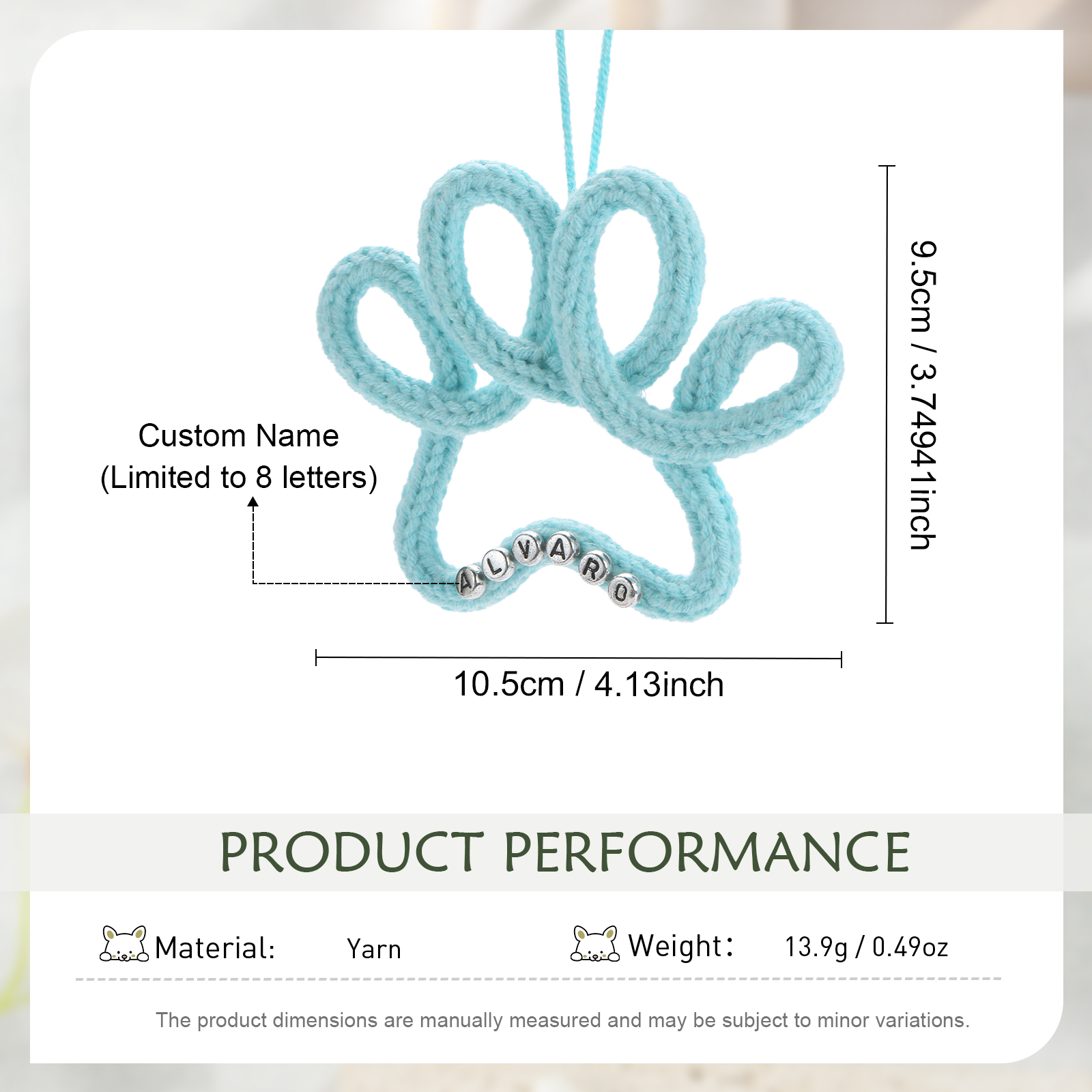 Personalisierter Pfotenanhänger aus Garn – Geschenk für Hundeliebhaber und Weihnachtsbaumschmuck
