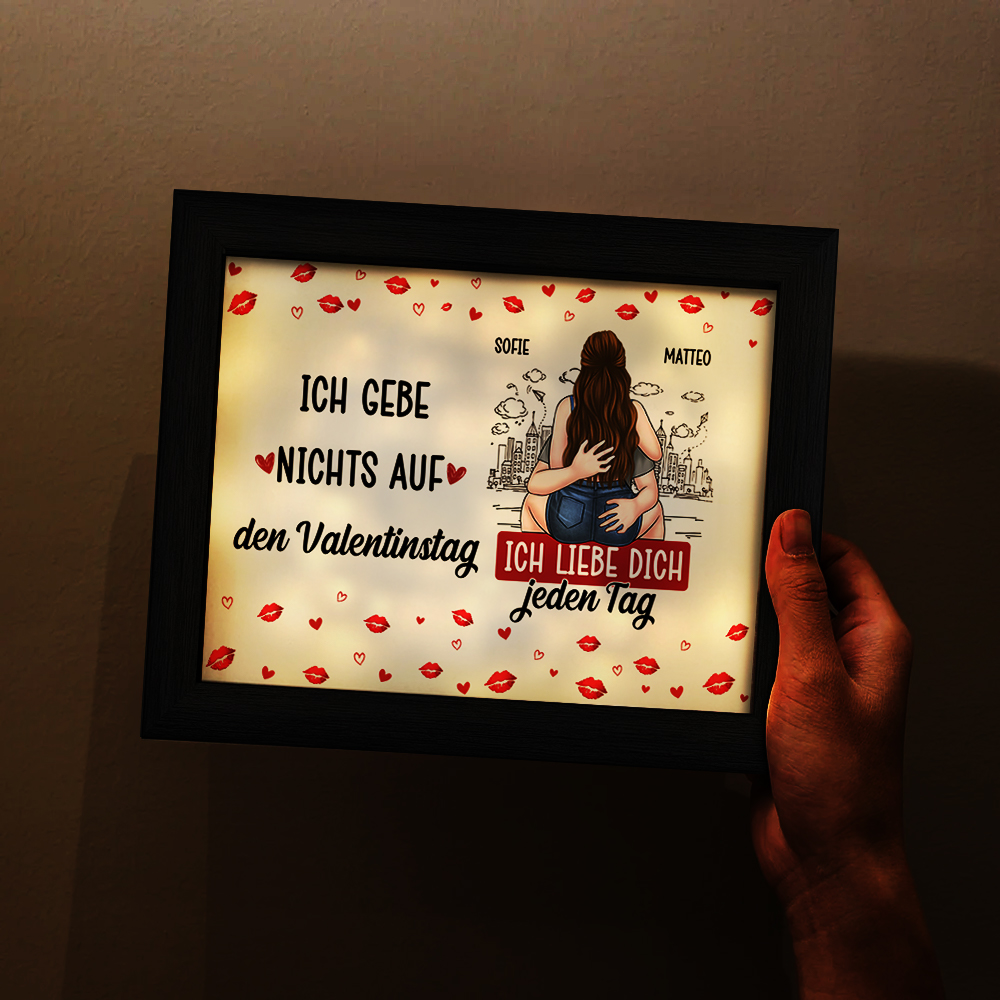 Personalisierter romantischer LED-Bilderrahmen für Paare – Ich liebe dich jeden Tag
