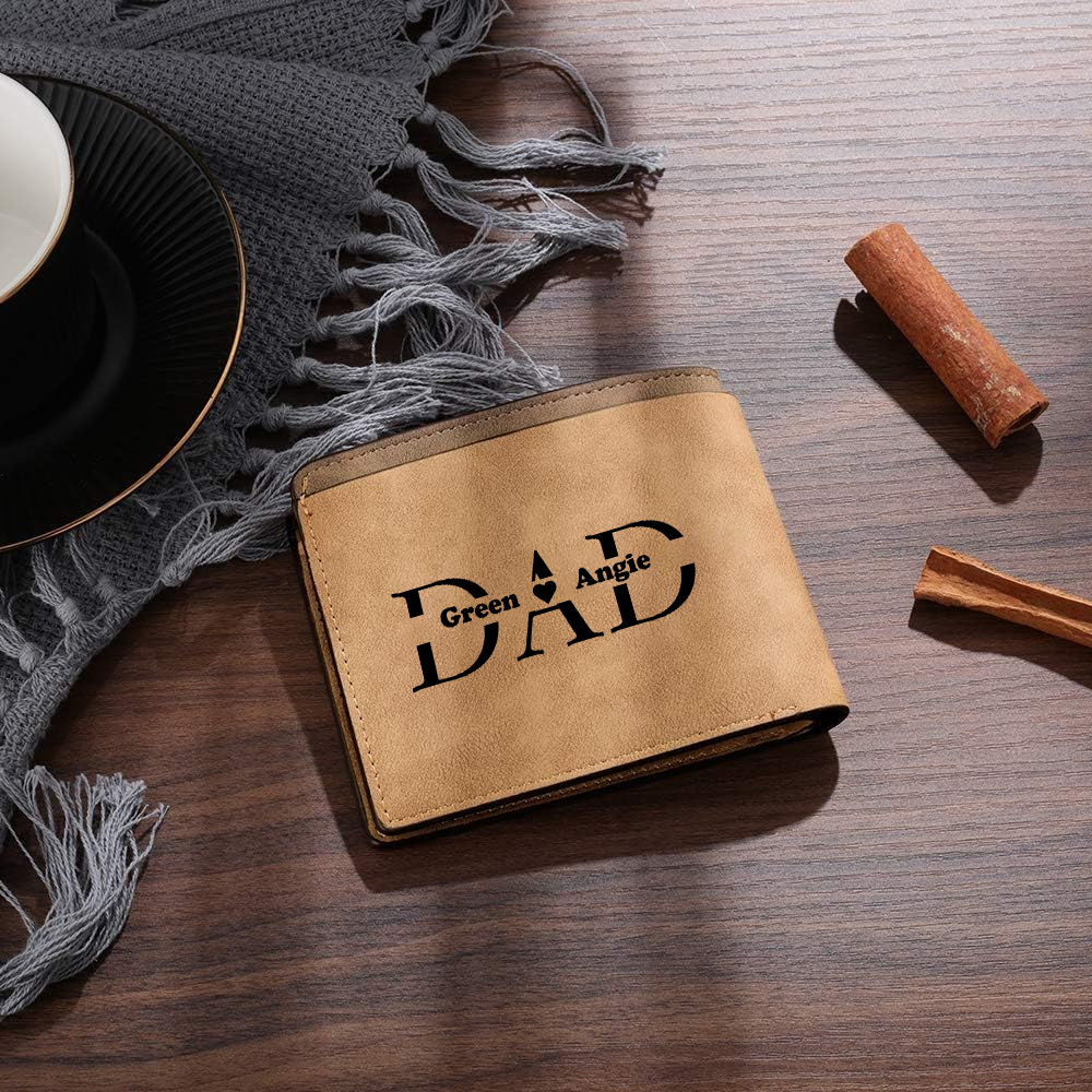 Personalisierte vintage Herren-Wallet mit Foto-Name-Gravur für Papa — “DAD”