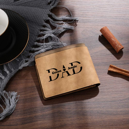 Personalisierte vintage Herren-Wallet mit Foto-Name-Gravur für Papa — “DAD”