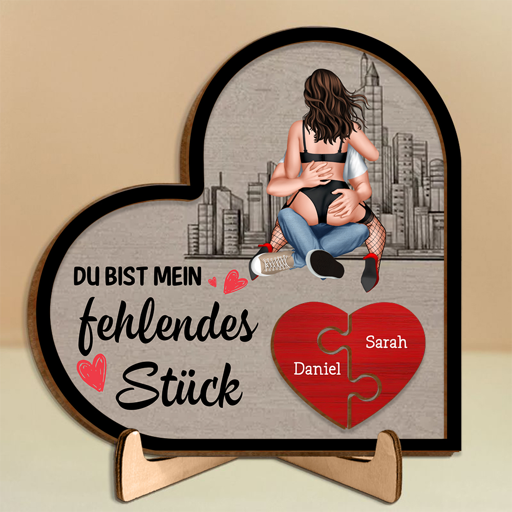 Holz-Herz-Puzzle-Schild mit Ständer für Paare, „Du bist mein fehlendes Puzzleteil“