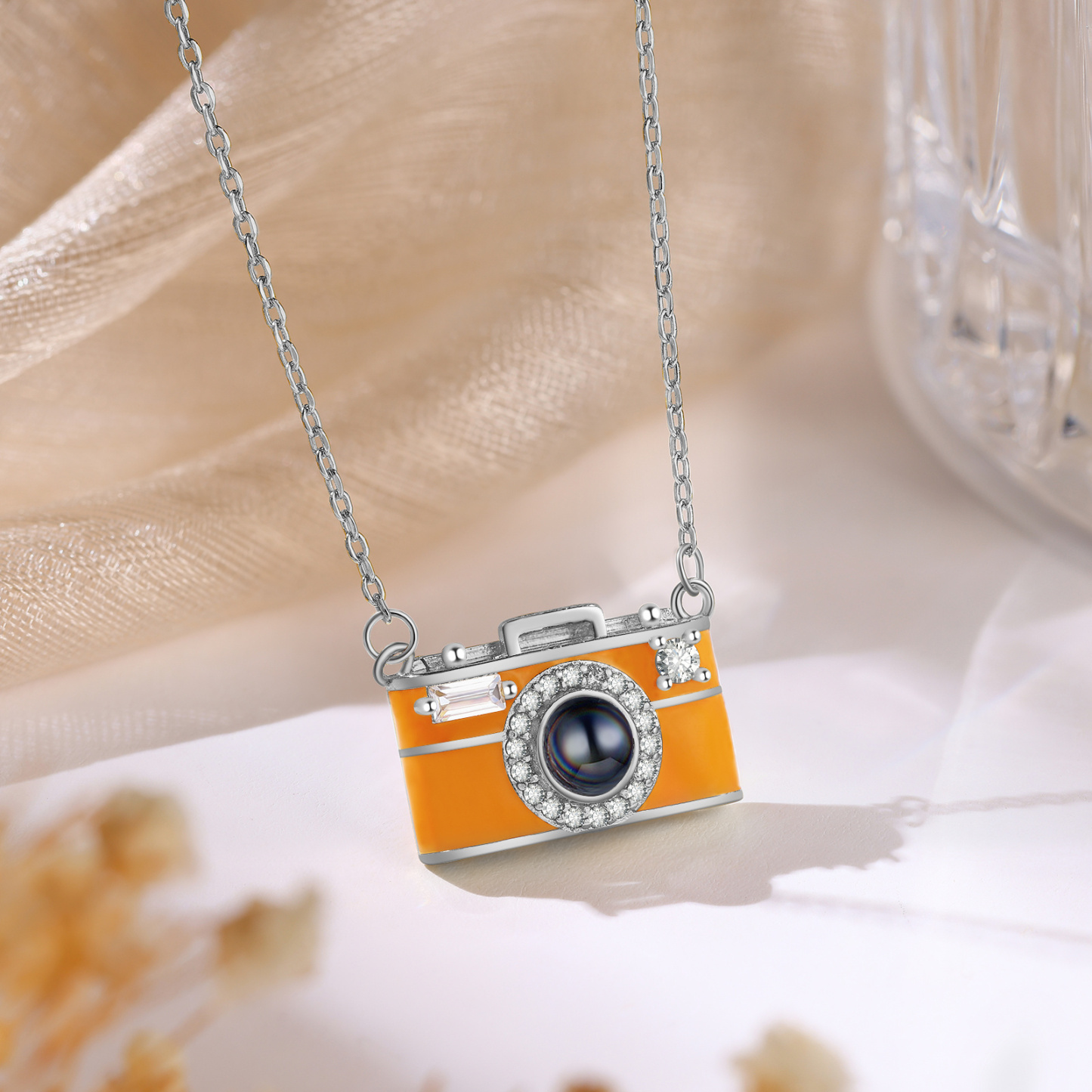 Personalisierte Fotoprojektion Kamera-Halskette für sie