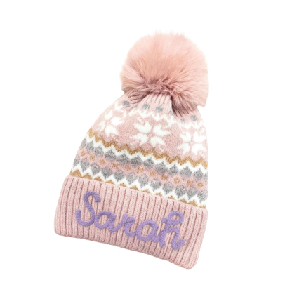 Personalisierte Winter Bommelmütze mit Namen 4 Farben warmes Weihnachtsgeschenk für Mama Tochter Freundin Ehefrau Oma | Kettenmachen