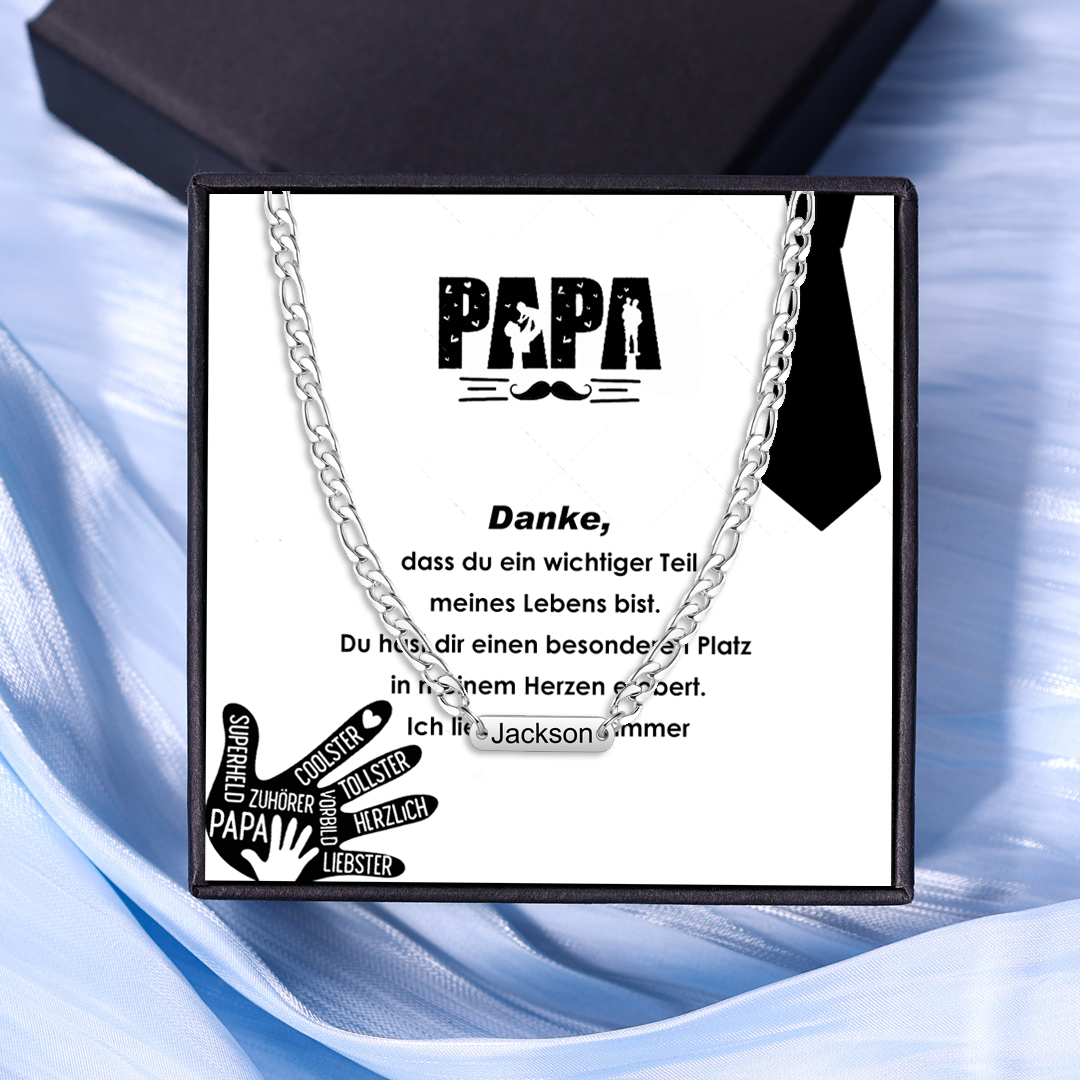 Personalisierte 1 Namen Herrenhalskette & Geschenkkarte & Geschenkbox Geschenkkarte Set für Papa