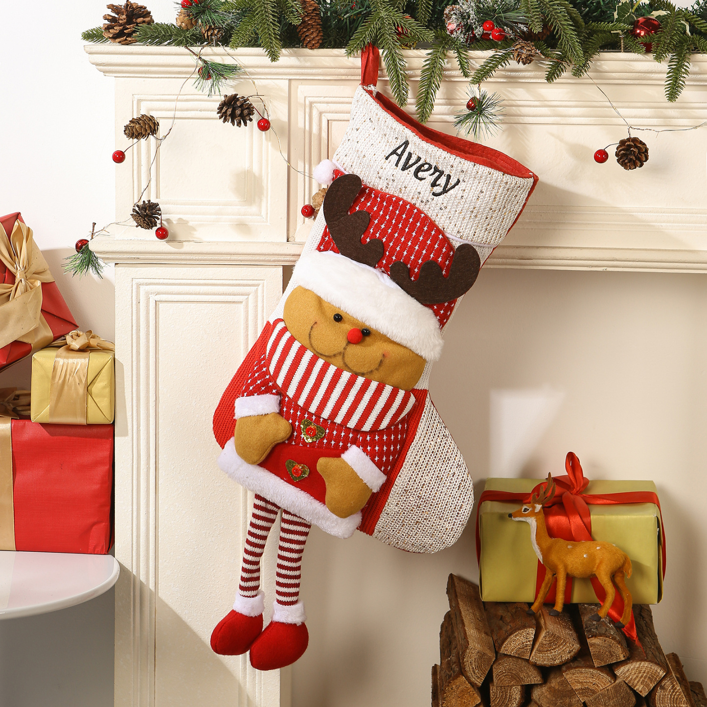 Personalisierte große niedliche Plüsch-Weihnachtsstrumpf