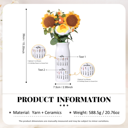 Personalisierte 1-12 Namen & Blumen- Zuerst Mama, Jetzt Oma- Familie Keramik-Vase Geschenk für Mama/Oma