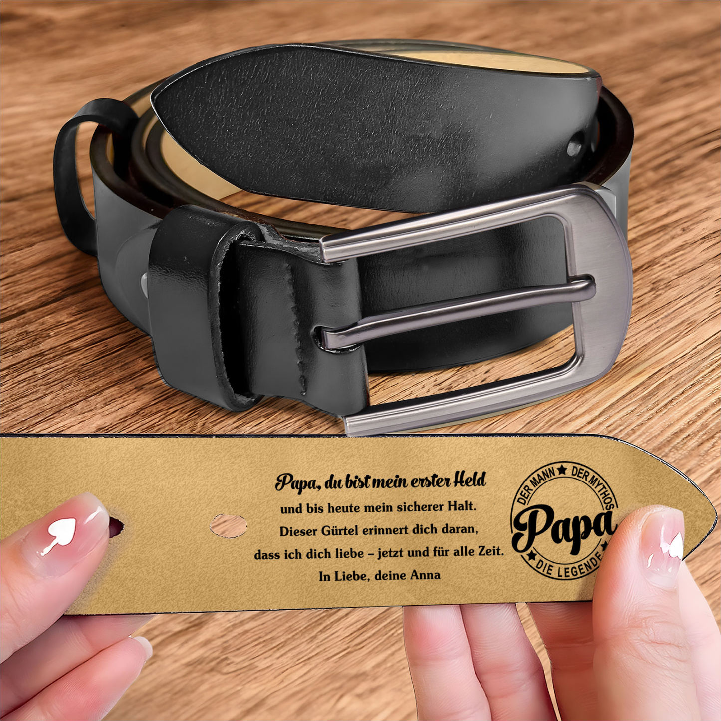 Personalisierter Ledergürtel mit Gravur Papa Herren Gürtel Geschenk für Papa zum Vatertag