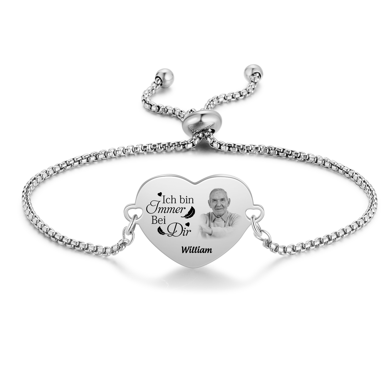 Personalisiertes Foto-Herz-Armband –Ich bin immer bei dir Erinnerungsgeschenk