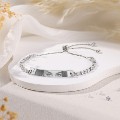 Verstellbares Tennisarmband mit individuell gestalteter Augenfoto-Anhänger