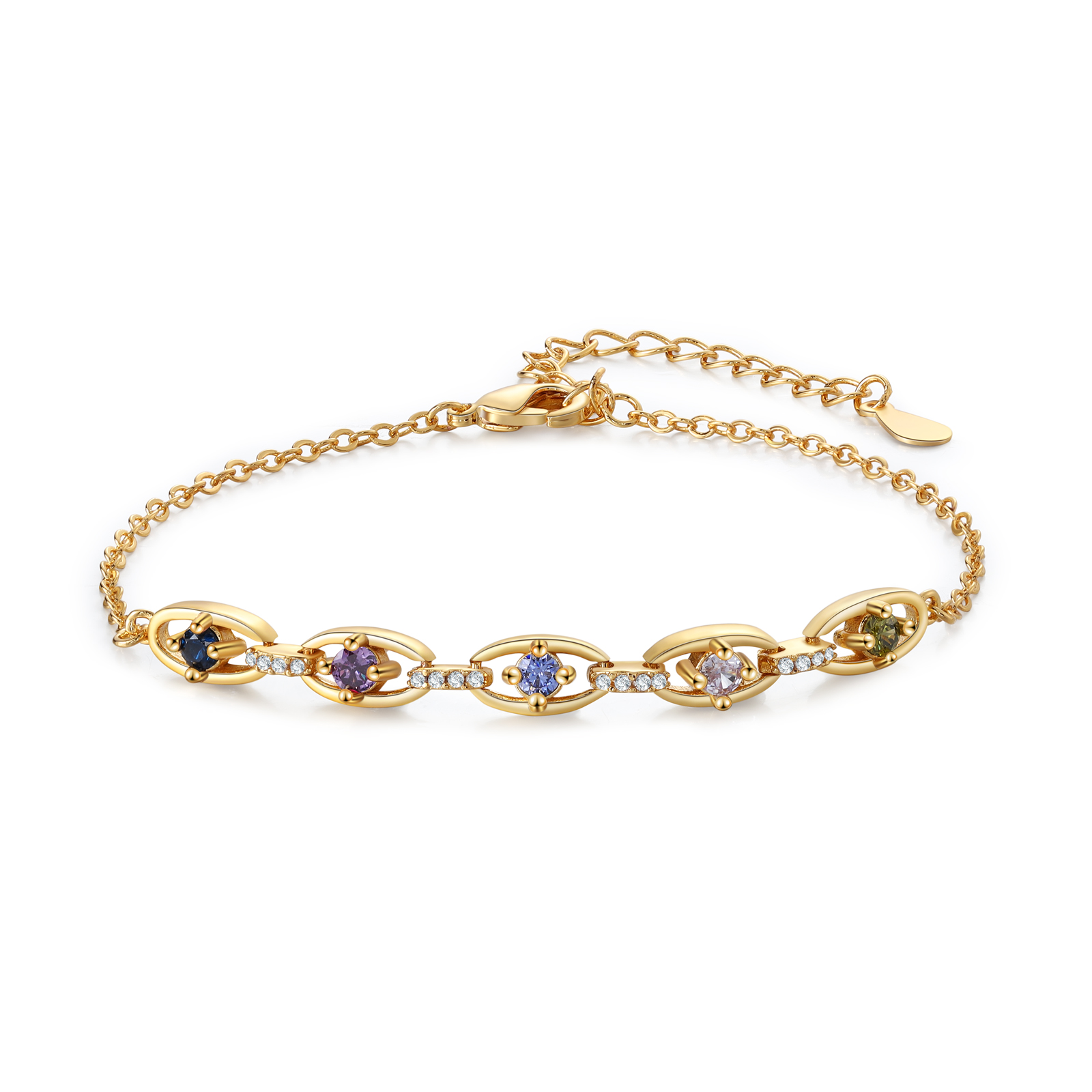 Personalisiertes Goldarmband mit Geburtssteinen – Elegante Familienbande