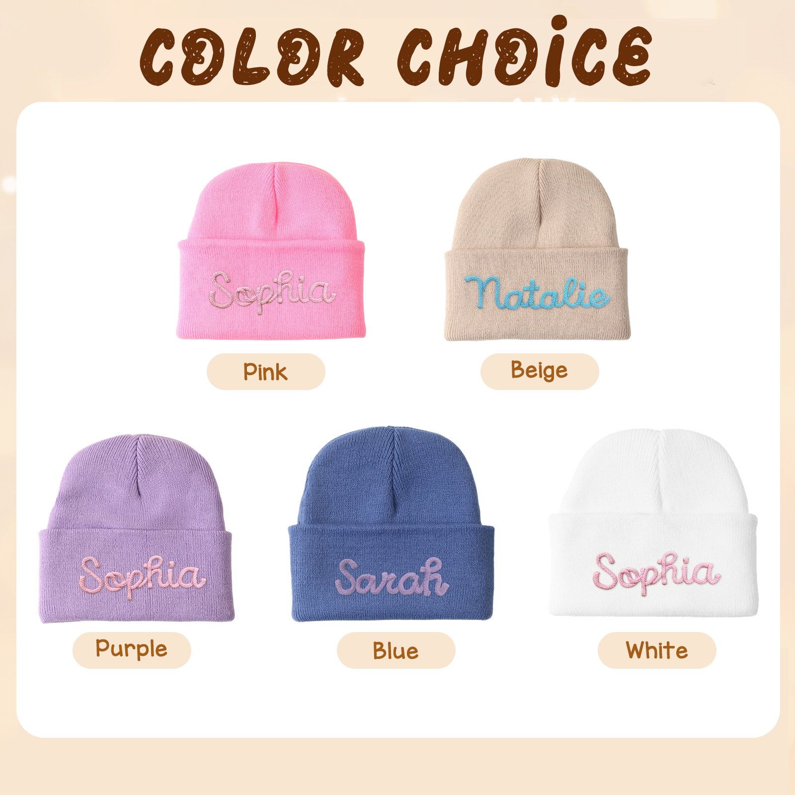 Personalisierte Namens-Beanie-Mütze für Babys, Kinder und Kleinkinder – handgefertigt, bestickt, kuschelig gestrickt