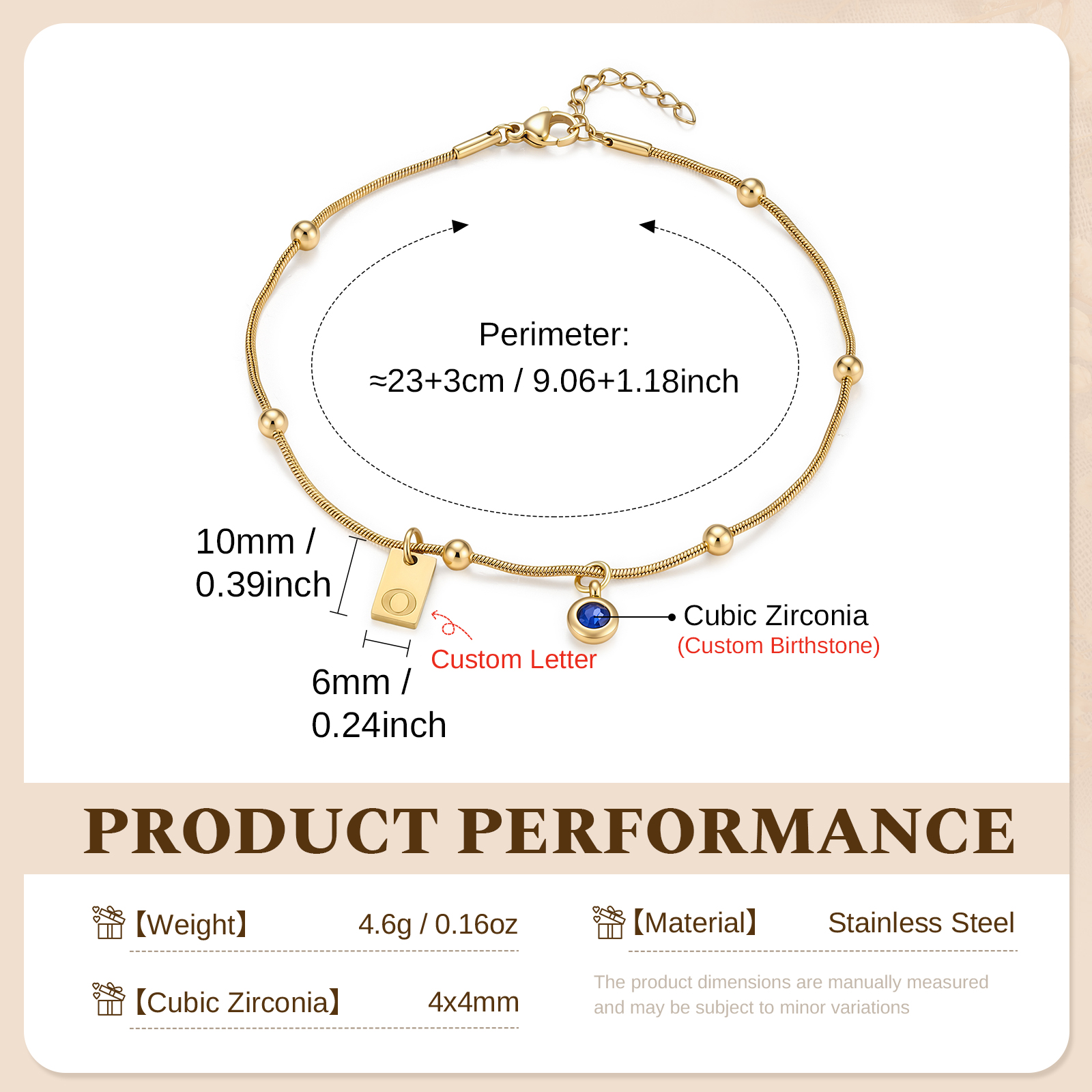 Personalisiertes Fußkettchen mit Initiale und Geburtsstein minimalistisches Sommer Armband