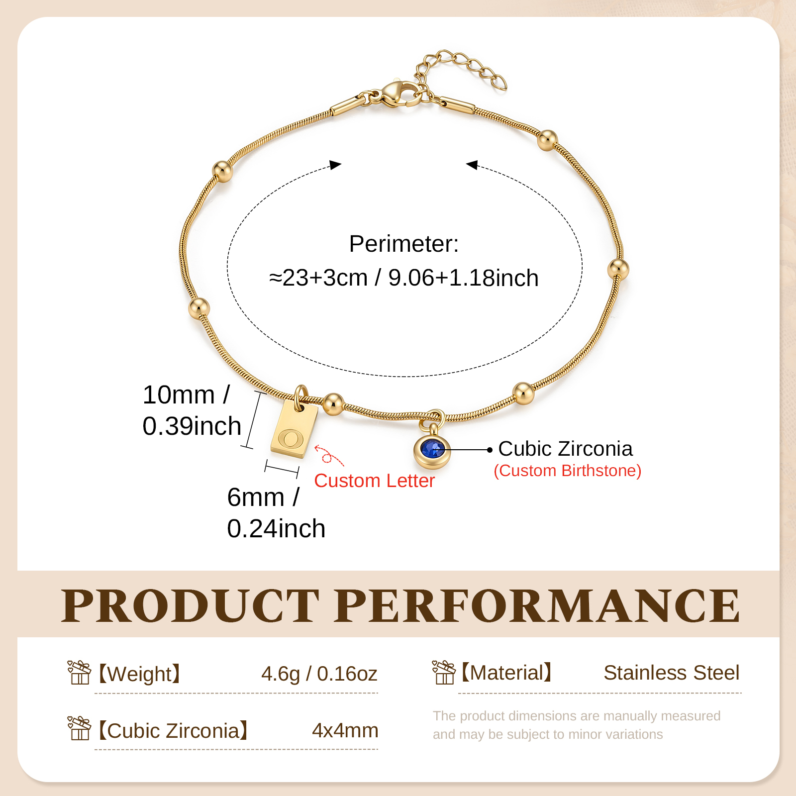 Personalisiertes Fußkettchen mit Initiale und Geburtsstein minimalistisches Sommer Armband