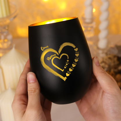 Personalisierter Kerzenhalter aus Glas mit 2–18 Vornamen Familiengeschenk für Oma oder Mama