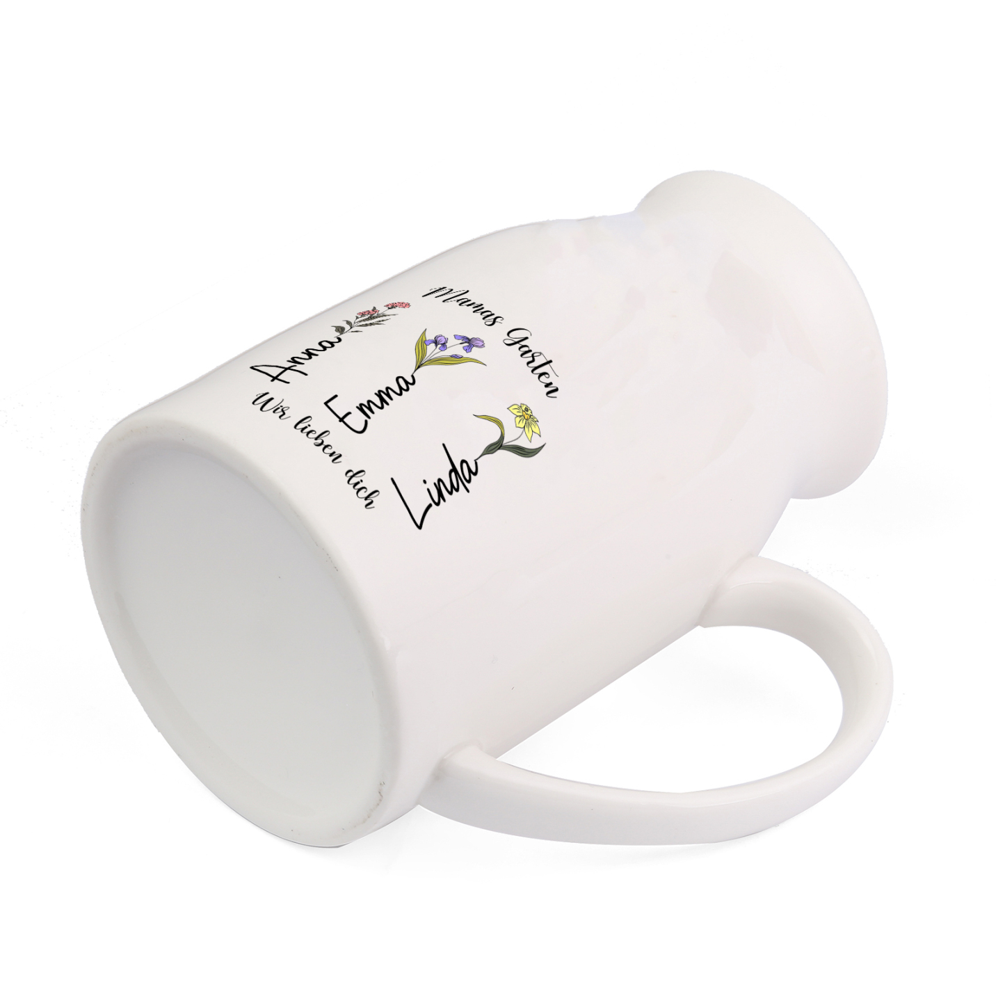 Personalisierte Keramikvase „Mamas Garten“ mit 1–10 Geburtsmonaten und Namen