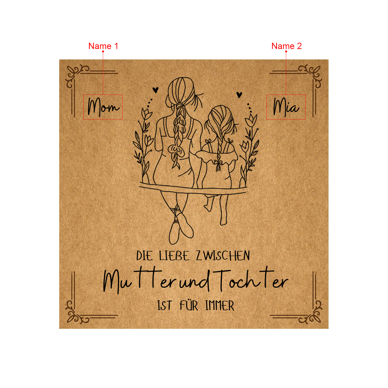 Personalisiertes Geburtsstein Armband mit Doppelherz als liebevolles Geschenkset mit Karte