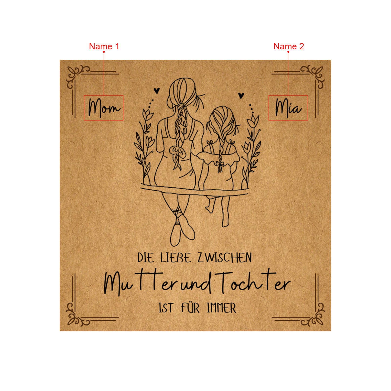 Personalisiertes Geburtsstein Armband mit Doppelherz als liebevolles Geschenkset mit Karte