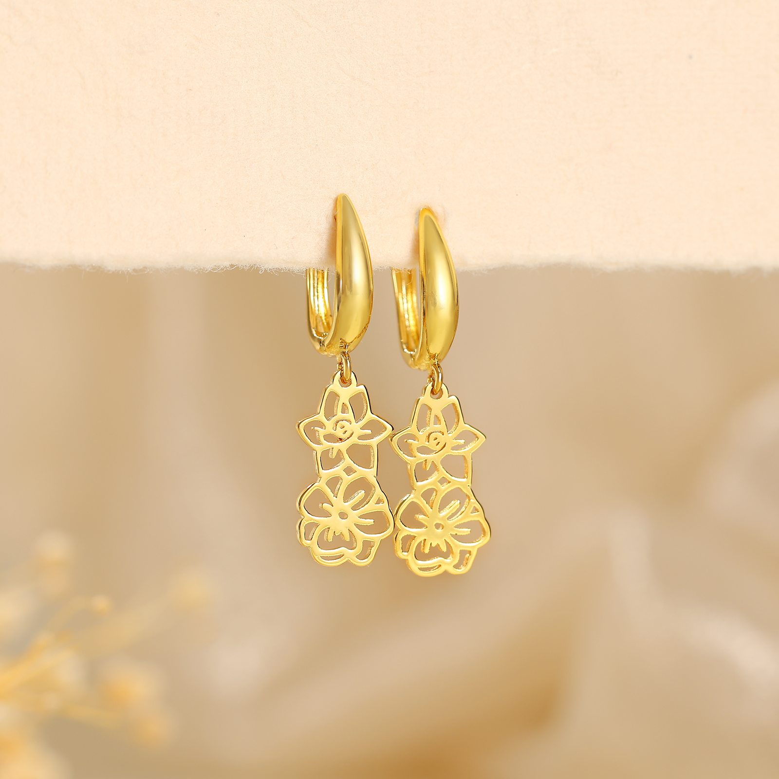 Personalized Birth Flower Earring Floral Dangle Earrings