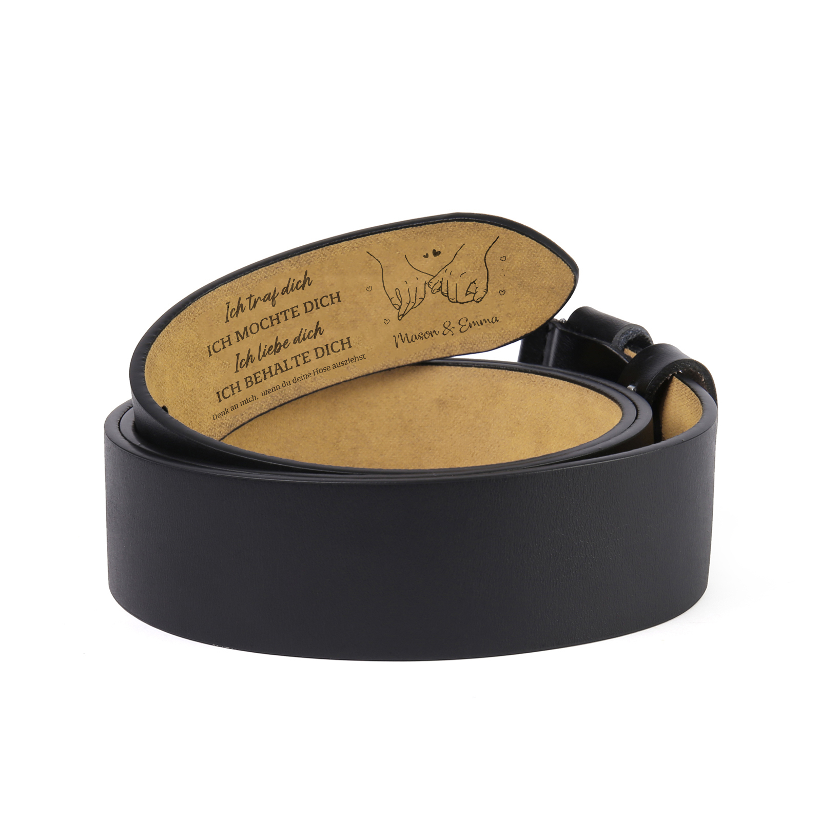 Personalisierter Herrenledergürtel mit gravierten Namen Kleiner-Finger-Schwur Valentinstagsgeschenk