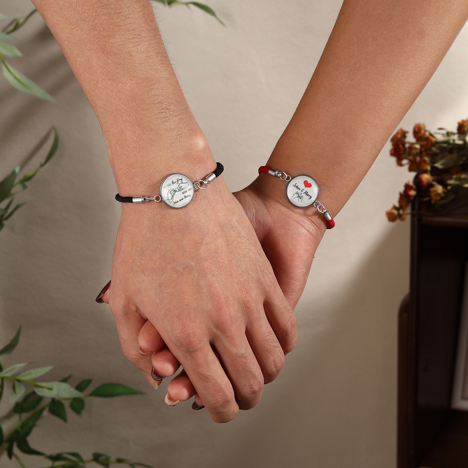 Leuchtende personalisierte Partnerarmbänder mit Namen – Valentinstagsgeschenk