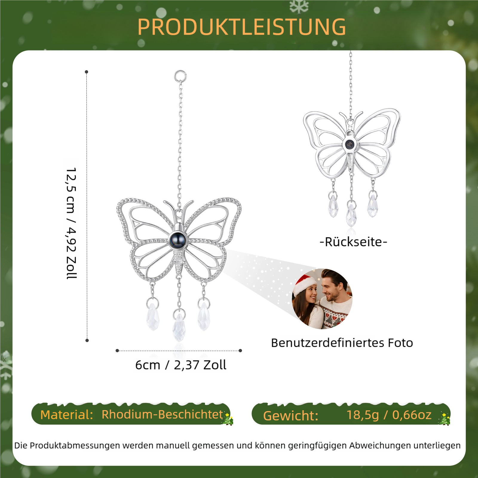 Personalisiertes Foto, Schmetterling-Weihnachtsbaumschmuck  an Weihnachtsbaum