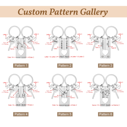 Herz-Ausschnitt Partner-Schlüsselanhänger-Set, personalisiert mit Namen und Buchstaben, Valentinstagsgeschenk