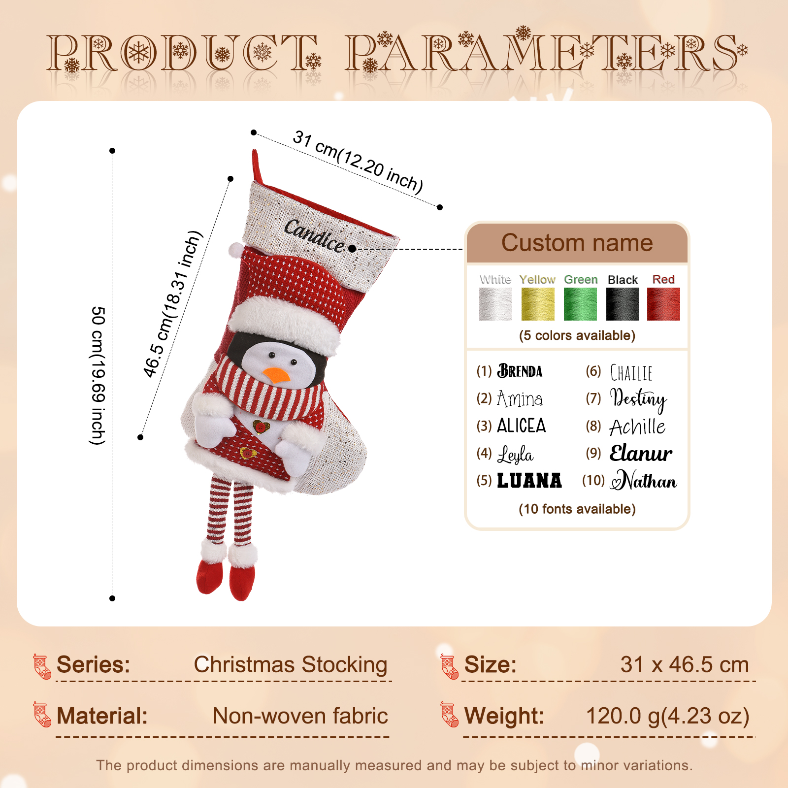 Personalisierte große niedliche Plüsch-Weihnachtsstrumpf