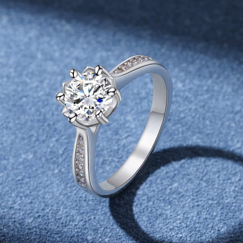 925 Sterling Silber Blume Ring mit Zirkonia