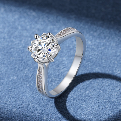 925 Sterling Silber Blume Ring mit Zirkonia