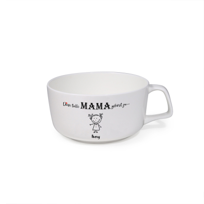 Personalisierte Mamatasse mit Strichfiguren und dem Spruch „Diese tolle MAMA gehört zu…“ – liebevolles Geschenk für Mama