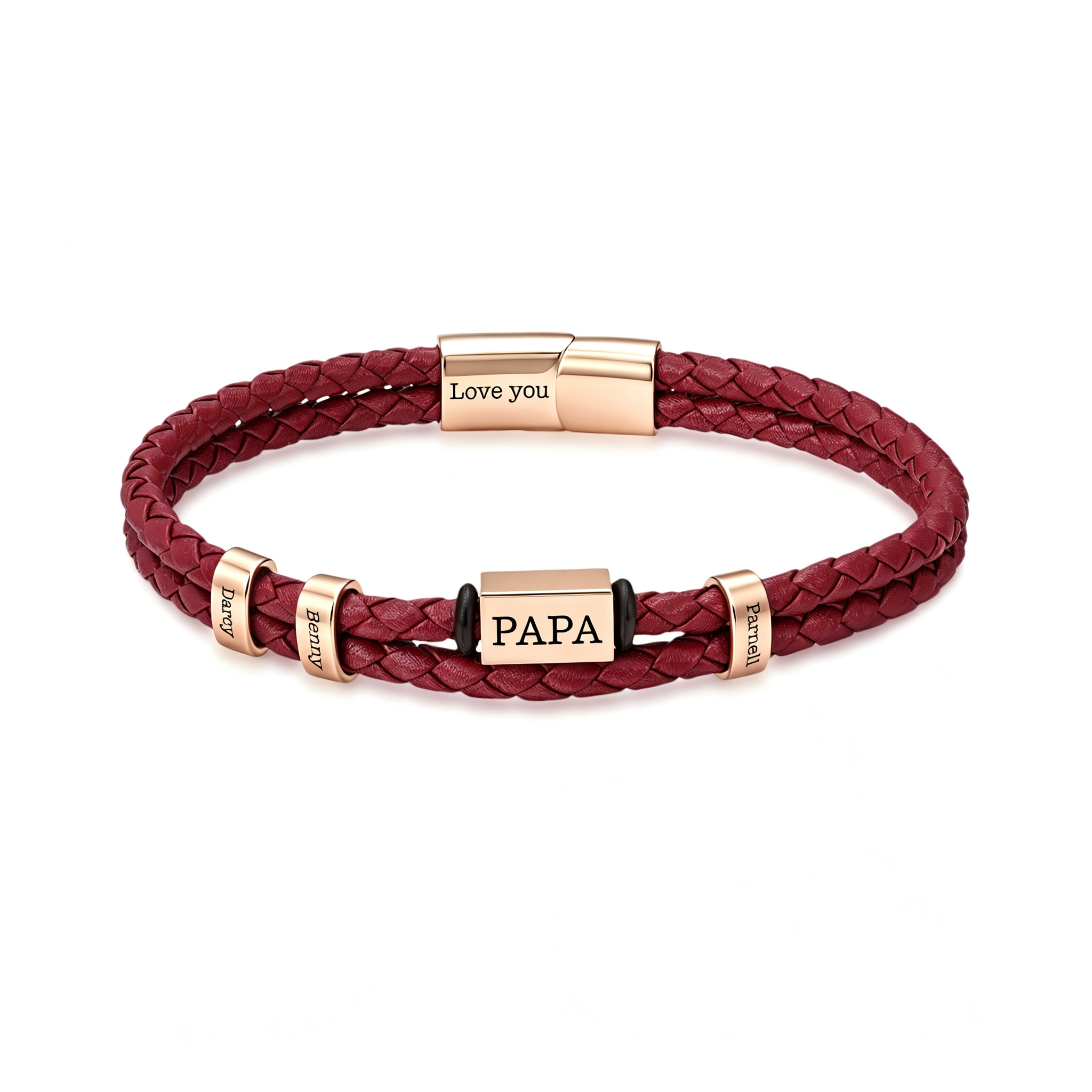 Personalisiertes Herrenarmband aus geflochtenem Kunstleder mit 1–6 Namen Geschenk für Papa