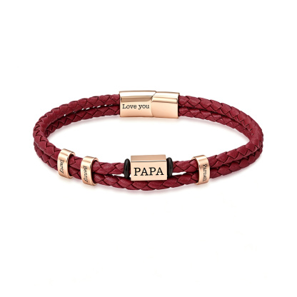 Personalisiertes Herrenarmband aus geflochtenem Kunstleder mit 1–6 Namen Geschenk für Papa