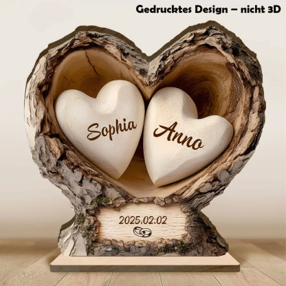Personalisiertes herzförmiges Holzschild – 2 Namen, 1 Datum – Geschenk zum Valentinstag, Geburtstag, Jahrestag oder zur Hochzeit für Freund, Freundin, Ehemann oder Ehefrau | Jessemade