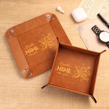 Personalisierte Leder Ablageschale mit 2–7 Namen Beste Mama aller Zeiten Geschenk für Mama