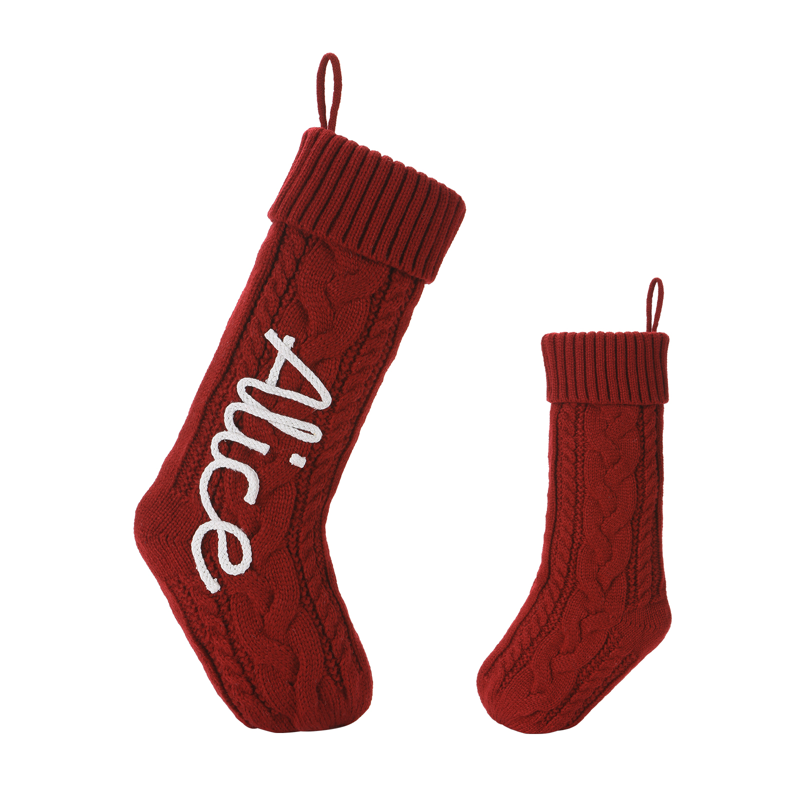 Personalisierter gestrickter Weihnachtsstrumpf mit Namen – Nikolausstiefel für Kinder & Familie