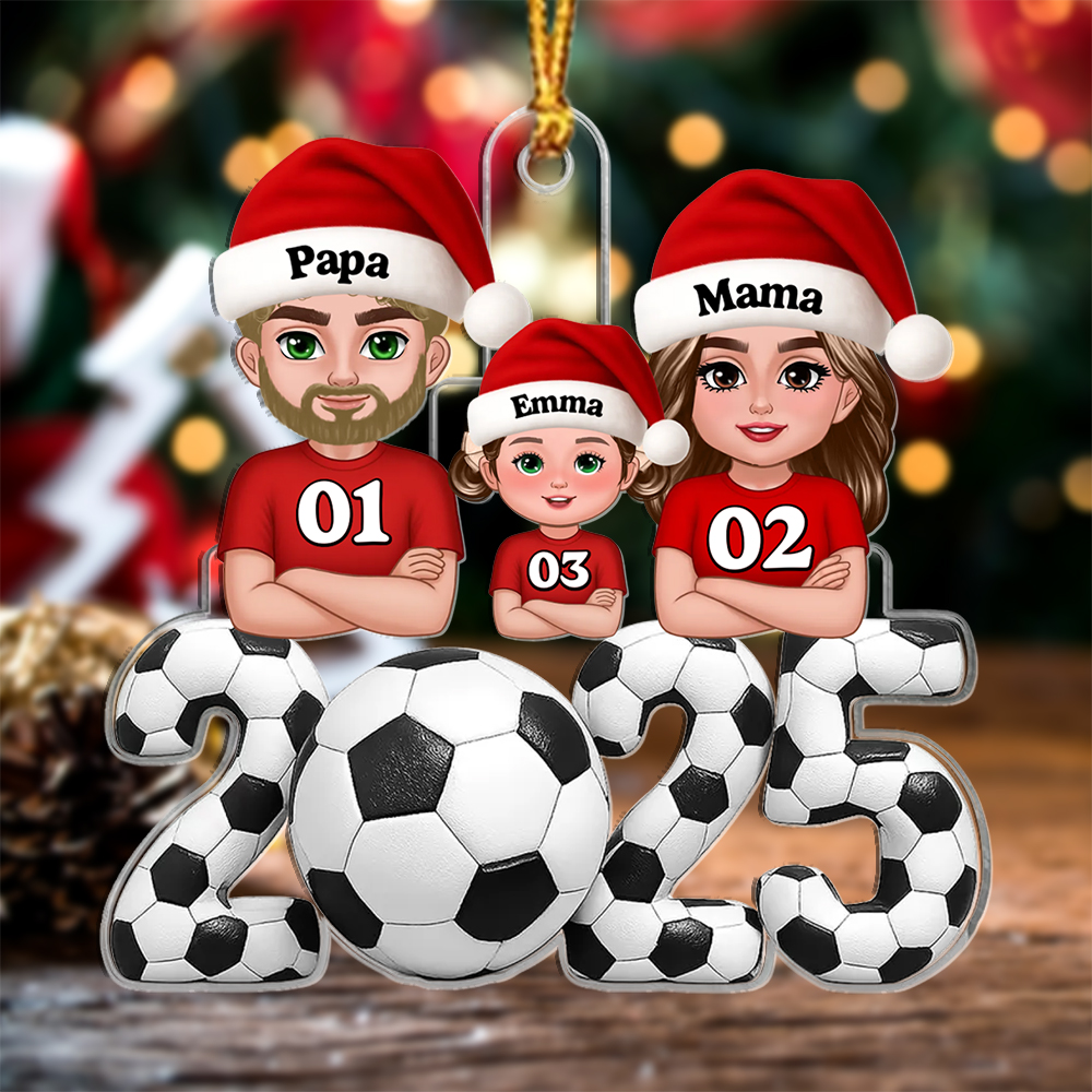 Personalised Family Football Christmas Ornament 2025