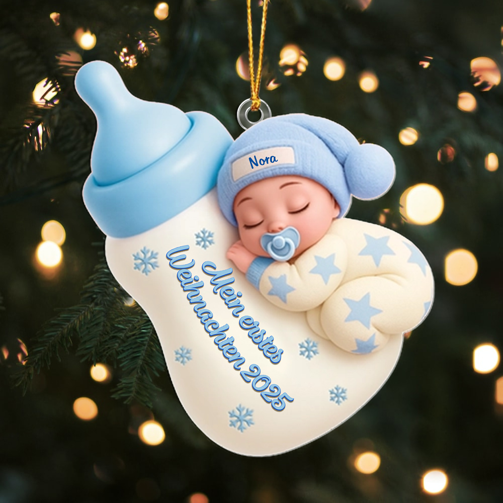 Schlafbaby-Ornament Babyflasche Erstes Weihnachten