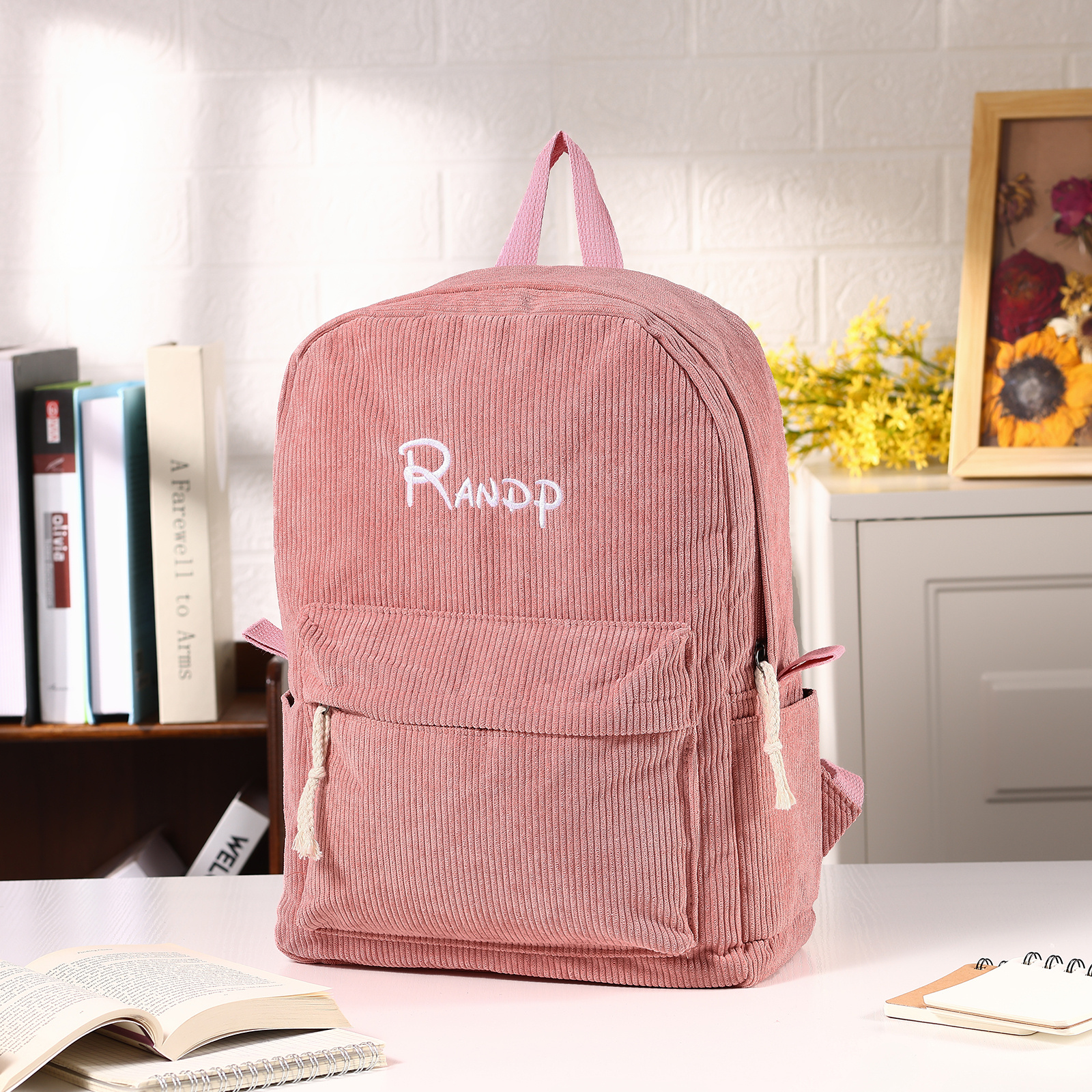 Personalisierte vierfarbige Cordtasche, Rucksack mit Wunschname für Kinder, Geschenke zum Schulanfang