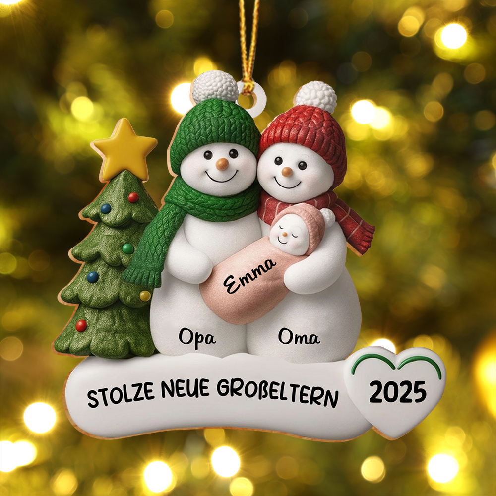 Personalised Family Snowman Ornament 2025