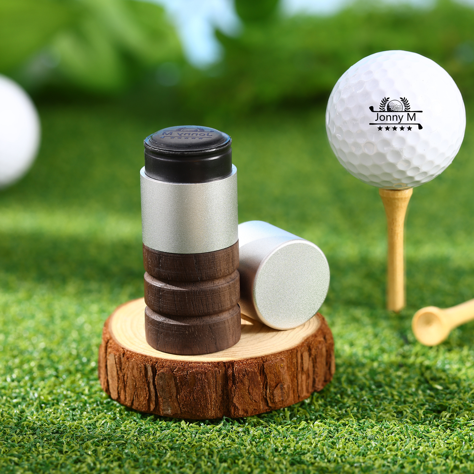 Personalisierter Golfball-Stempel aus Walnussholz Individueller Logostempel